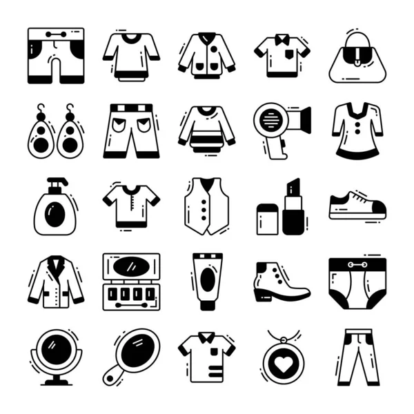 Collection Fashionable Clothing Accessories Fashion Wardrobe Vector Illustration — Stock Vector