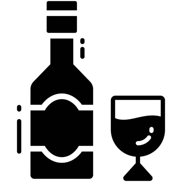 Şarap Şişesi Simgesi Imza Sembol Simgesi — Stok Vektör