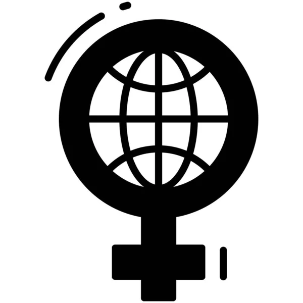 Global Feminism Glyph Icoon Teken Symbool Icoon — Stockvector