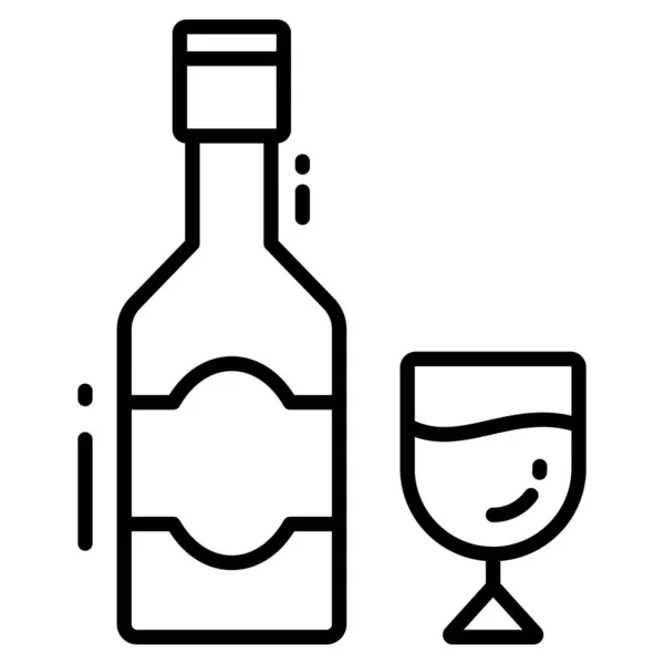 Wine Bottle Line Icon Sign Symbol Icon — Stock Vector