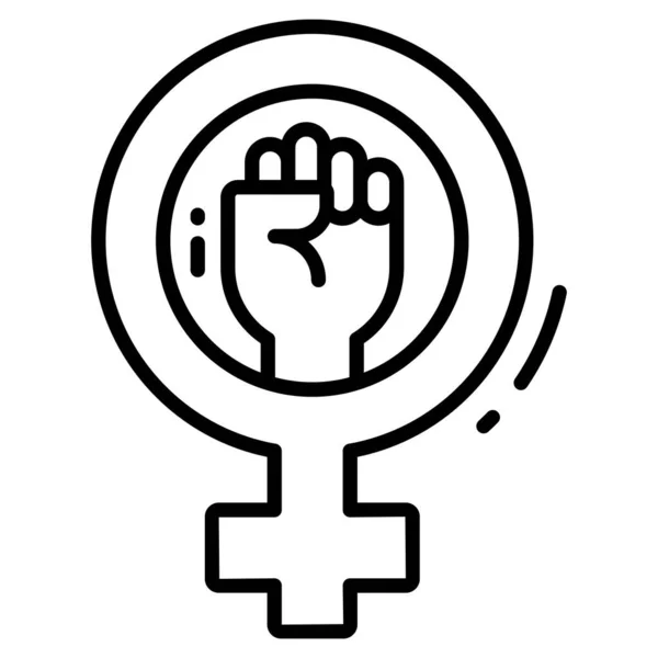 Feminisme Lijn Icoon Teken Symbool Icoon — Stockvector