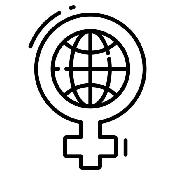 Globaler Feminismus Liniensymbol Zeichen Und Symbolsymbol — Stockvektor