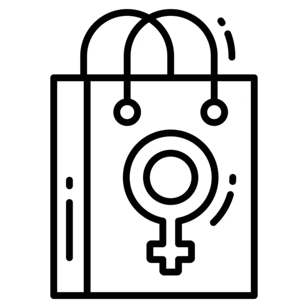 Ikona Řádku Nákupní Tašky Znak Symbol — Stockový vektor