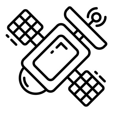 Uydu simgesi ile ilgili harita konumu ve navigasyon çizgisi simgesi. Trafik ve seyahat vektörü simgesi.