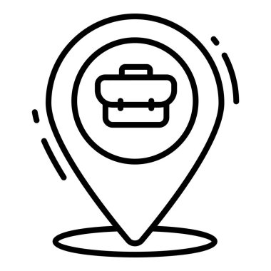 İş Konumu simgesi ile ilgili Harita konumu ve navigasyon çizgisi simgesi. Trafik ve seyahat vektörü simgesi.