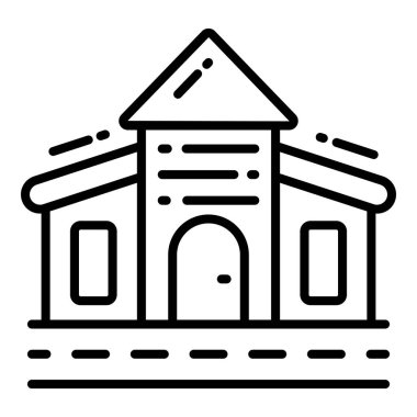 Bina simgesi ile ilgili harita konumu ve navigasyon çizgisi simgesi. Trafik ve seyahat vektörü simgesi.