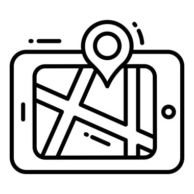 Harita simgesine bağlı harita konumu ve yön bulma simgesi. Trafik ve seyahat vektörü simgesi.