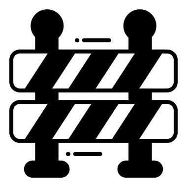 Trafik Bariyeri simgesi ile ilgili harita konumu ve navigasyon siyah simgesi. Trafik ve seyahat vektörü simgesi.