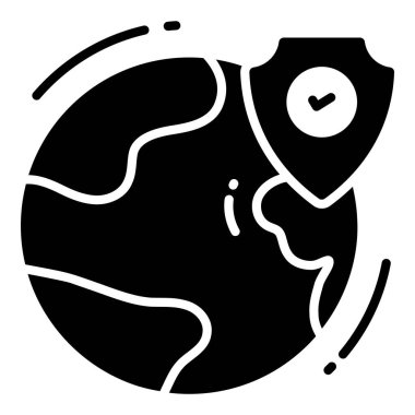 Küresel, Koruma ve Güvenlik vektör simgeleri siber bilgisayar ağı iş veri teknolojisini ayarladı