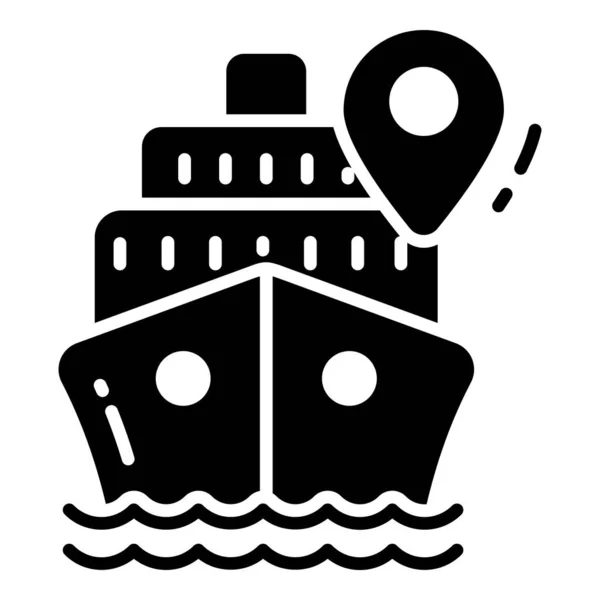 Ship Direction Glyph Pictogram Kaart Locatie Pictogram — Stockvector