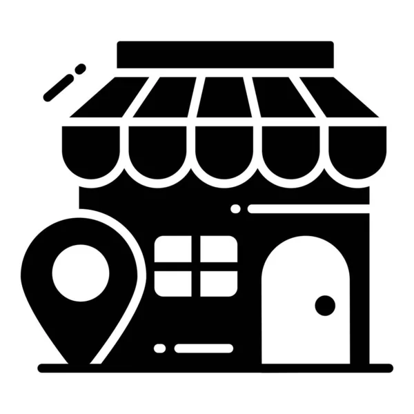 Shop Location Glyphen Symbol Karte Und Standort Symbol — Stockvektor