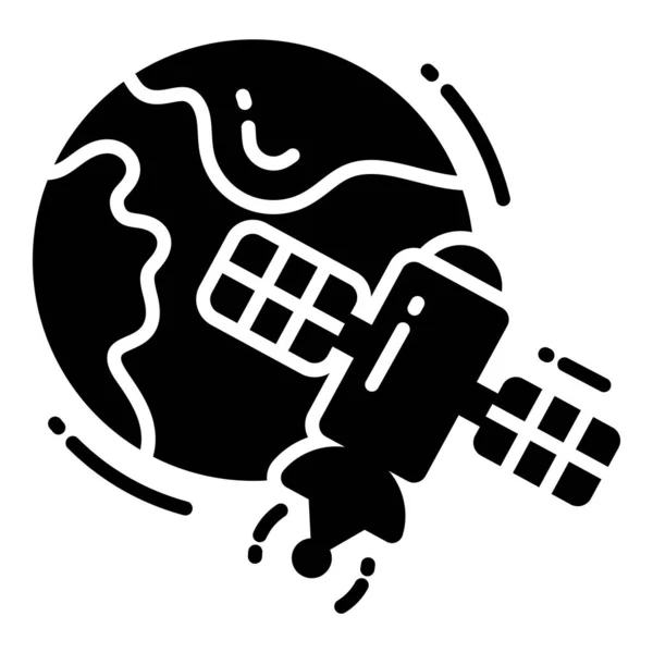Global Satellite Glyph Icon Map Location Icon — Stock Vector