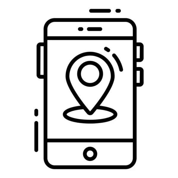 Иконка Мобильного Навигатора Связанная Местоположением Карты Значком Линии Навигации Значок — стоковый вектор