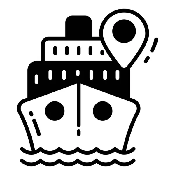 Gemi Yön Simgesi Ilgili Harita Konumu Navigasyon Siyah Simgesi Trafik — Stok Vektör