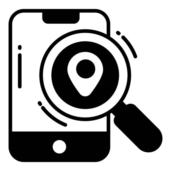 Иконка Мобильного Навигатора Связанная Местоположением Карты Значком Линии Навигации Значок — стоковый вектор