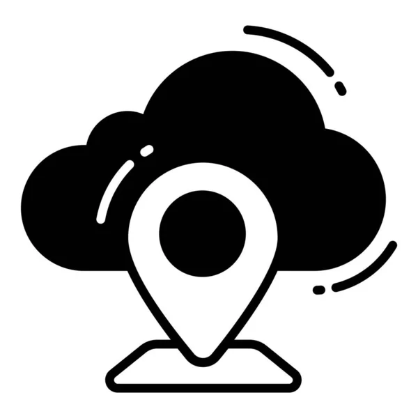 Icono Ubicación Nube Relacionado Ubicación Del Mapa Icono Negro Navegación — Vector de stock