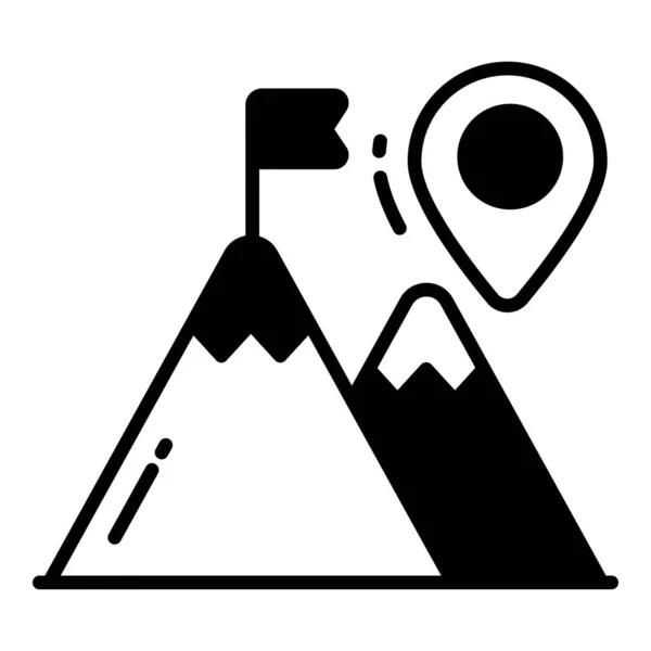 Icono Dirección Montaña Relacionado Ubicación Del Mapa Icono Negro Navegación — Archivo Imágenes Vectoriales