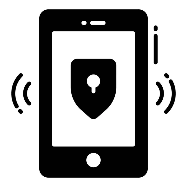 Mobile Schutz Und Sicherheitsvektorsymbole Setzen Datentechnologie Für Cyber Computernetzwerke — Stockvektor