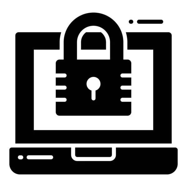 Ícones Vetor Laptop Proteção Segurança Definem Tecnologia Dados Negócios Rede — Vetor de Stock