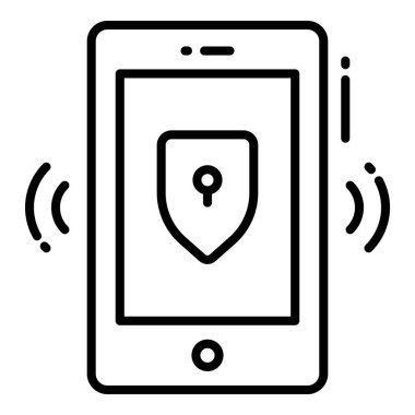 Mobil Koruma ve güvenlik vektör simgeleri siber bilgisayar ağı iş veri teknolojisini ayarladı