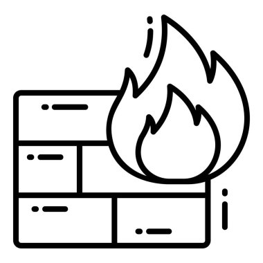 Ateş Duvarı, Koruma ve Güvenlik vektör simgeleri siber bilgisayar ağı iş veri teknolojisini ayarladı