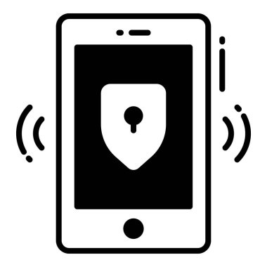 Mobil Koruma ve güvenlik vektör simgeleri siber bilgisayar ağı iş veri teknolojisini ayarladı