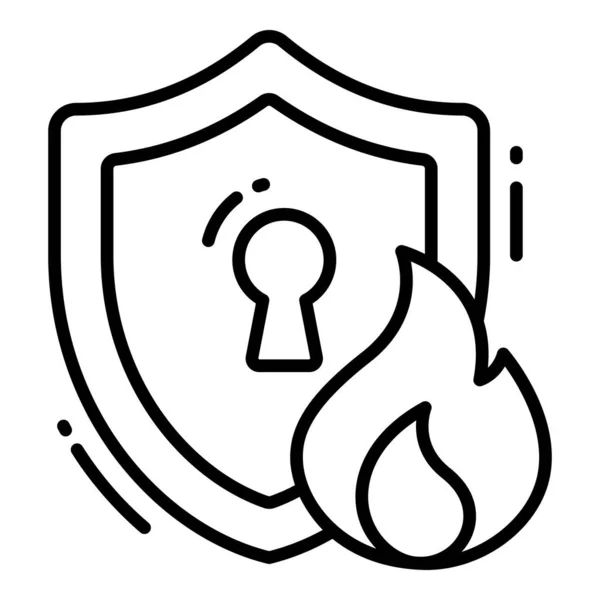 Burn Shield Protection Security Vector Icons Set Cyber Computer Network — Stock Vector