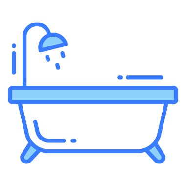 Küvet ikonu, kabartma tarzı beyaz arka planda izole edilmiş. Web sitenizin tasarımı için sembol, logo, uygulama, UI.