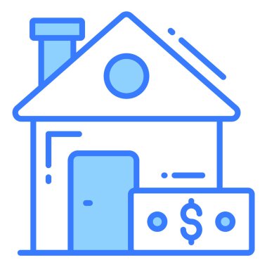 Evin ödeme modası simgesi, kabartma tarzı beyaz arka planda izole edilmiş. Web sitenizin tasarımı için sembol, logo, uygulama, UI.