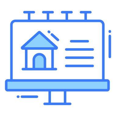 Billboard moda simgesi, kabartma biçimi beyaz arkaplanda izole. Web sitenizin tasarımı için sembol, logo, uygulama, UI.