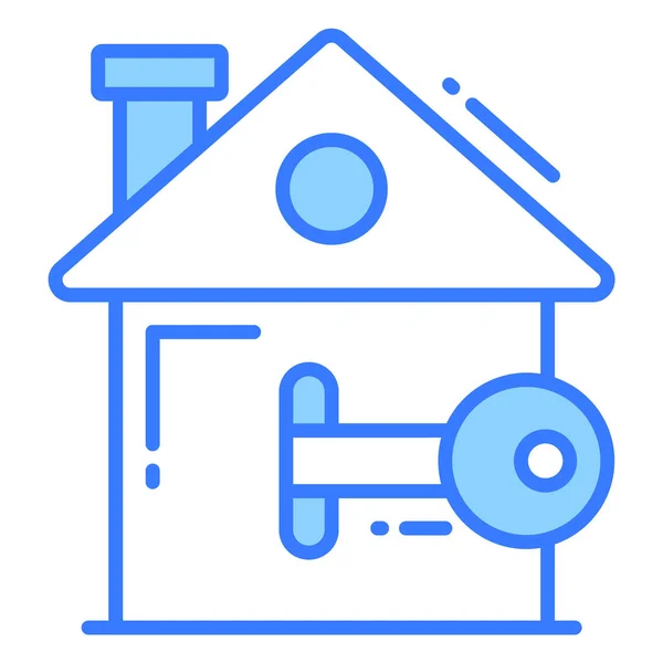 Dům Klíč Trendy Ikona Glyf Styl Izolované Bílém Pozadí Symbol — Stockový vektor