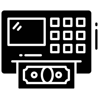 ATM trend simgesi, beyaz arka planda izole edilmiş düz stil. Web sitenizin tasarımı için sembol, logo, uygulama, UI.