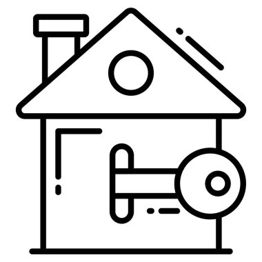 ev anahtarı simgesi, satır biçimi beyaz arkaplanda izole. Web sitenizin tasarımı için sembol, logo, uygulama, UI.
