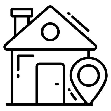 ev konumu modayı simgesi, satır biçimi beyaz arkaplanda izole. Web sitenizin tasarımı için sembol, logo, uygulama, UI.