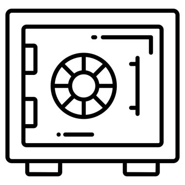 Güvenli kutu simgesi, beyaz arkaplanda izole edilmiş satır biçimi. Web sitenizin tasarımı için sembol, logo, uygulama, UI.