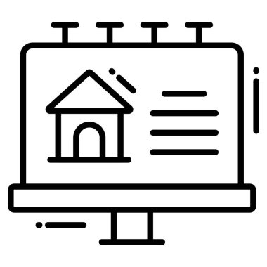 Billboard moda simgesi, beyaz arkaplanda izole edilmiş satır biçimi. Web sitenizin tasarımı için sembol, logo, uygulama, UI.