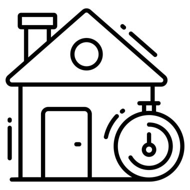 Evin son teslim tarihi simgesi, beyaz arka planda izole edilmiş çizgi tarzı. Web sitenizin tasarımı için sembol, logo, uygulama, UI.