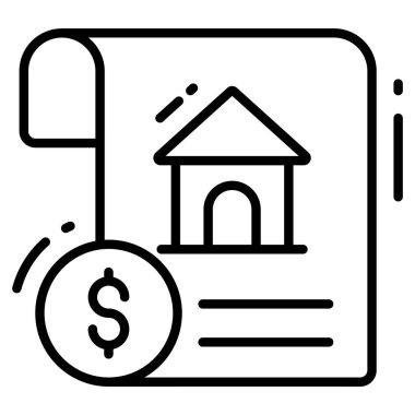 Mortgage modası simgesi, beyaz arkaplanda izole edilmiş çizgi tarzı. Web sitenizin tasarımı için sembol, logo, uygulama, UI.