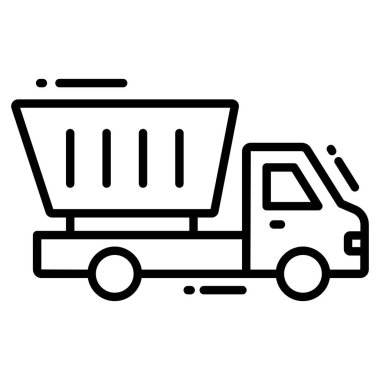 Kamyon ikonu, beyaz arka planda izole edilmiş çizgi tarzı. Web sitenizin tasarımı için sembol, logo, uygulama, UI.