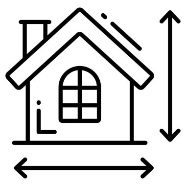 Ölçüm evi ikonu, beyaz arka planda izole çizgi tarzı. Web sitenizin tasarımı için sembol, logo, uygulama, UI.