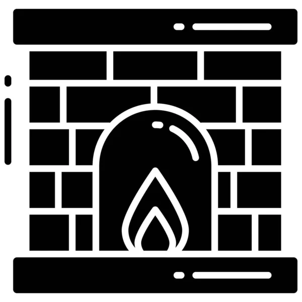 Fireplace Trendy Icon Flat Style Isolated White Background Symbol Your — Stock Vector