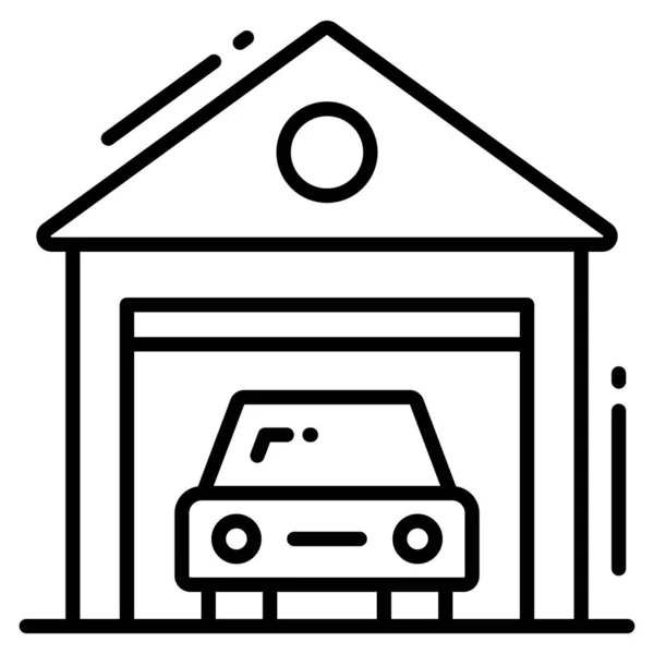 Garage Icône Tendance Style Ligne Isolé Sur Fond Blanc Symbole — Image vectorielle