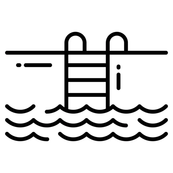 Swimmingpool Trendiges Symbol Linienstil Isoliert Auf Weißem Hintergrund Symbol Für — Stockvektor