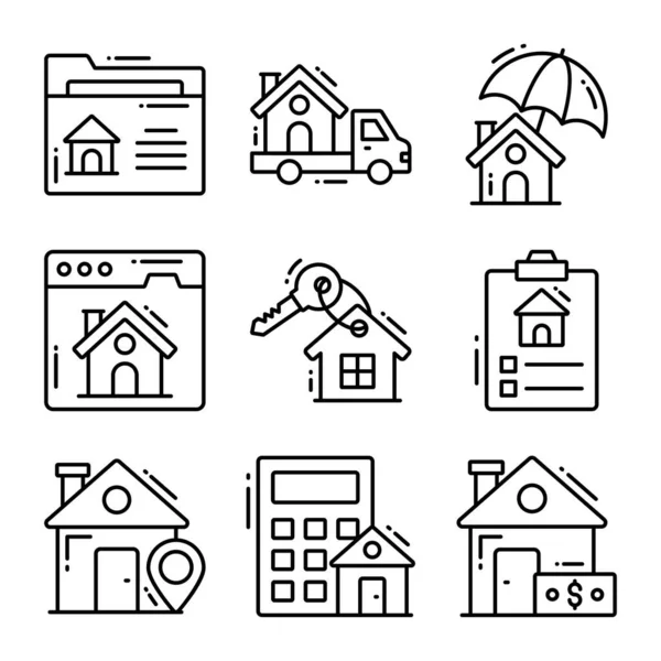 Stock vector Real estate icons set, Premium quality. Simple thin line design. Modern symbols collection.