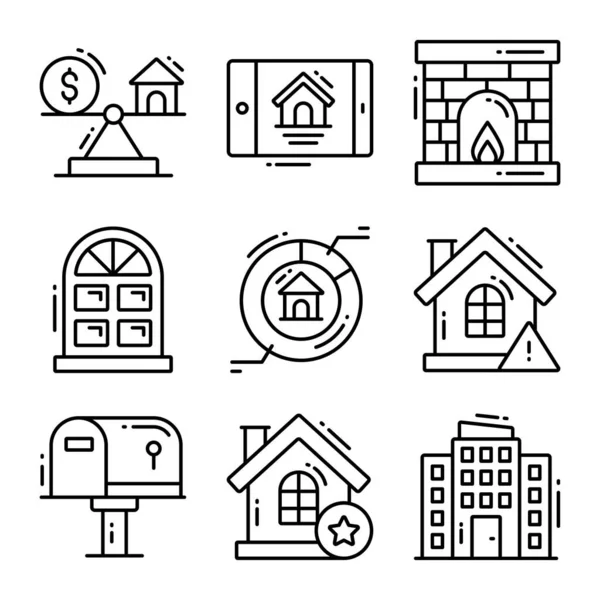 stock vector Real estate icons set, Premium quality. Simple thin line design. Modern symbols collection.