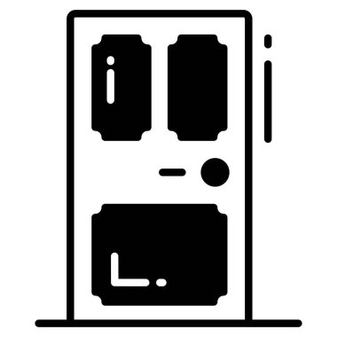 Kapı modayı simgesi, kabartma biçimi beyaz arka planda izole. Web sitenizin tasarımı için sembol, logo, uygulama, UI.