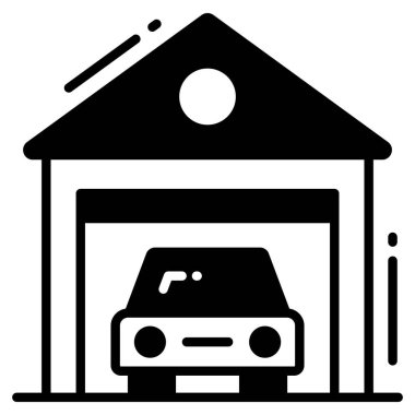 Garaj modası simgesi, kabartma biçimi beyaz arkaplanda izole. Web sitenizin tasarımı için sembol, logo, uygulama, UI.