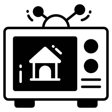 Televizyon reklam simgesi, kabartma biçimi beyaz arkaplanda izole. Web sitenizin tasarımı için sembol, logo, uygulama, UI.