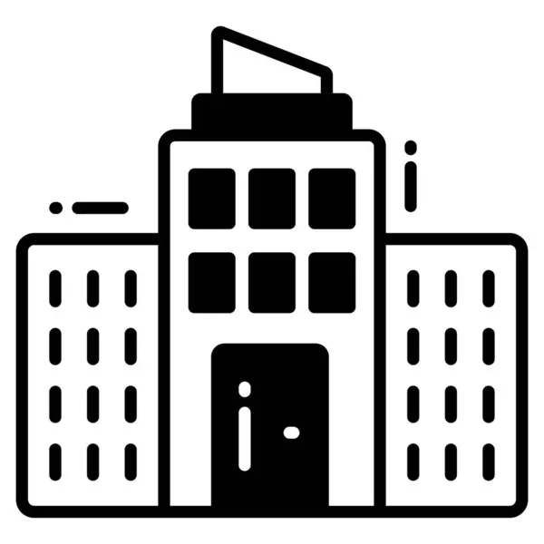 Κτίριο Μοντέρνο Εικονίδιο Glyph Στυλ Απομονώνονται Λευκό Φόντο Σύμβολο Για — Διανυσματικό Αρχείο