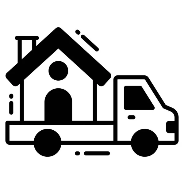 Moving House Trendige Ikone Glyphen Stil Isoliert Auf Weißem Hintergrund — Stockvektor